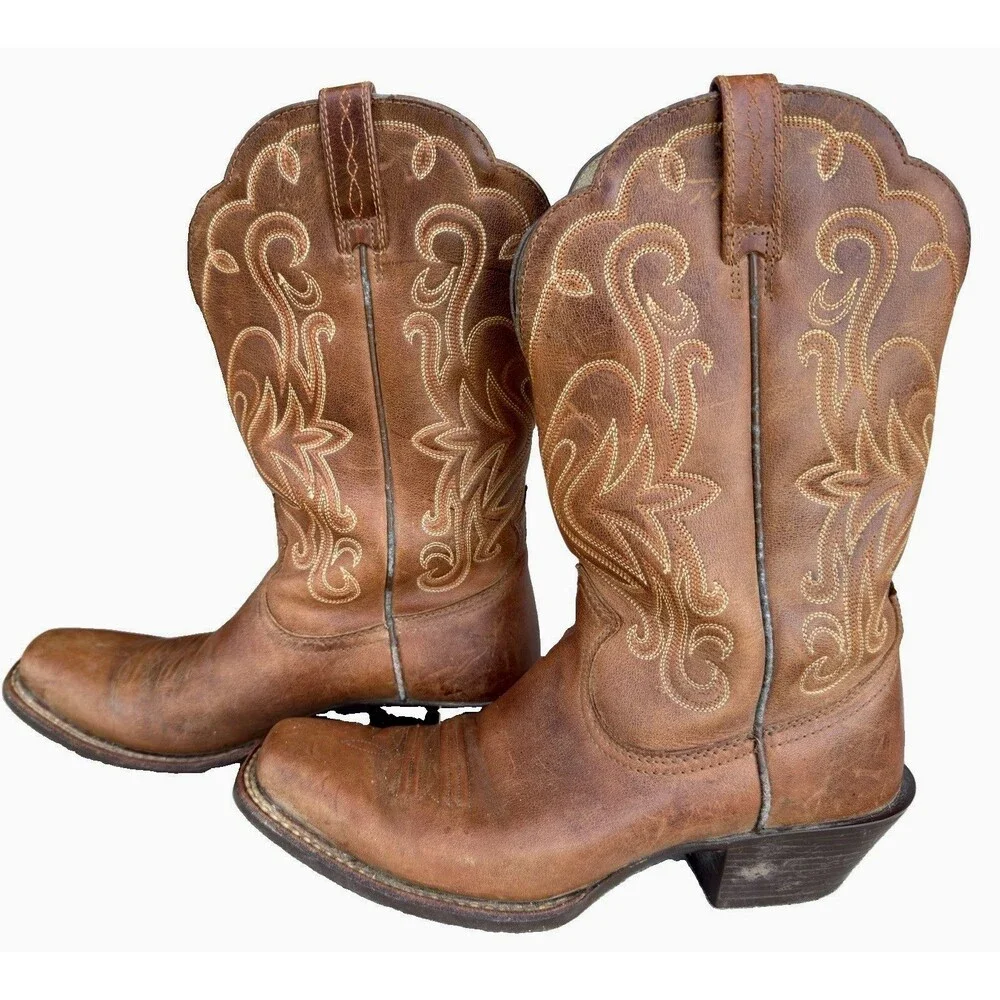 Ariat Legend Leather Western Cowboy Boots 7B Brown Square Toe Russet Rebel